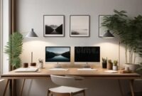 Minimalism Home Workstation with Light Colored Theme Stock Illustration ... Lightweight workstation furniture for stylish home decor