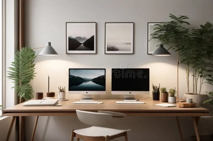 Minimalism Home Workstation with Light Colored Theme Stock Illustration ... Lightweight workstation furniture for stylish home decor